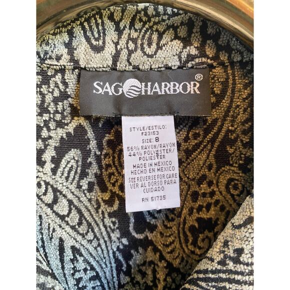 Sag Harbor Jacket Vintage 90's Brocade Paisley Black Tapestry Oblong Buttons 8 - Picture 5 of 9